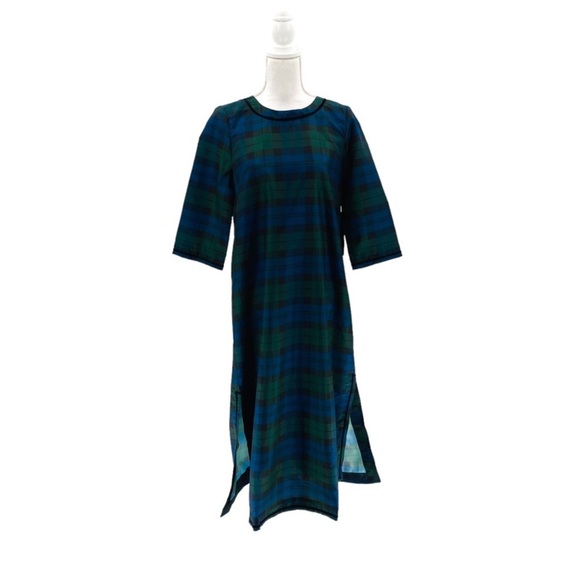 Tuckernuck | NEW Jamie Velvet Trimmed Plaid Blackwatch Midi Dress Size XL - Picture 2 of 8
